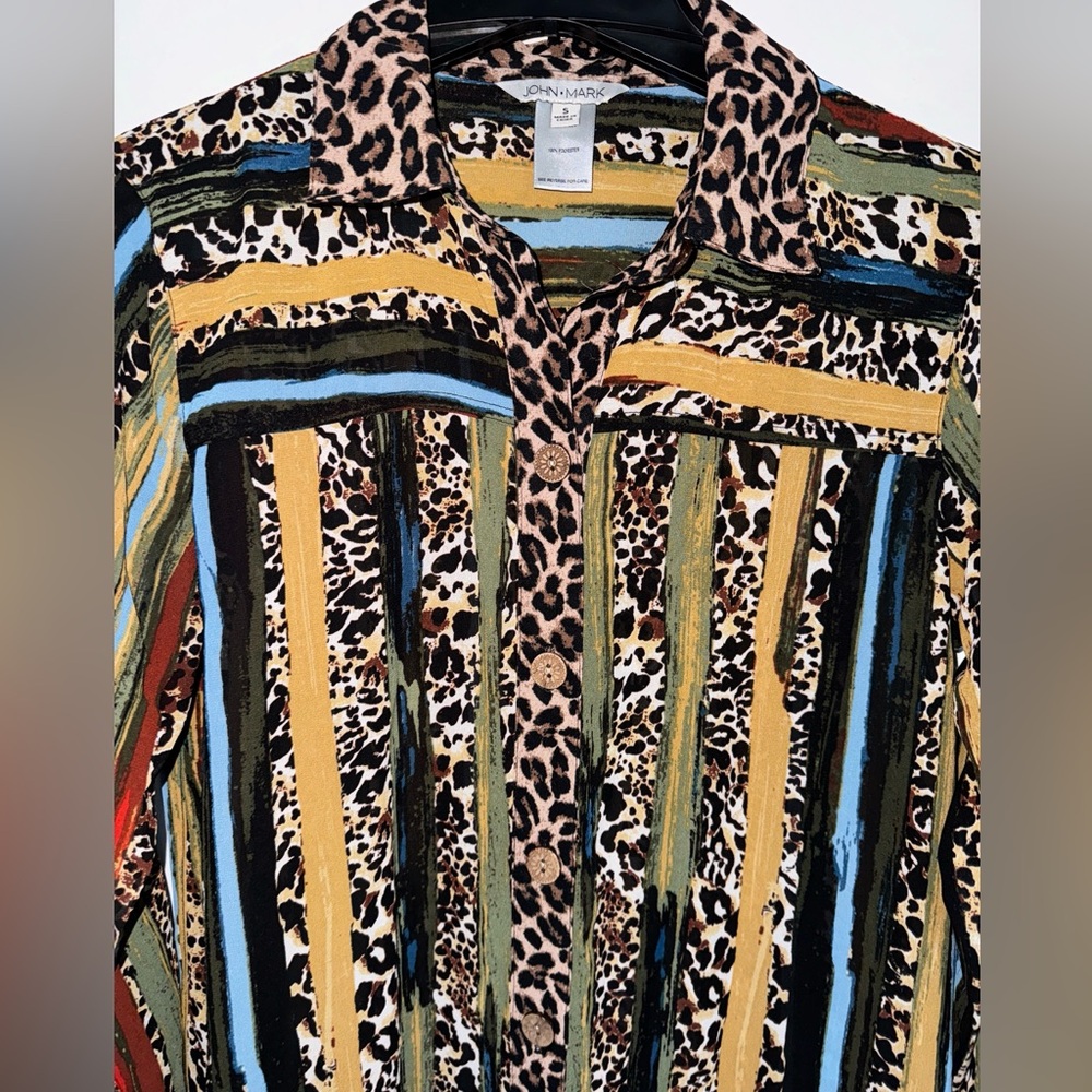 John Mark Leopard Mixed Print S Tunic With Long R… - image 3